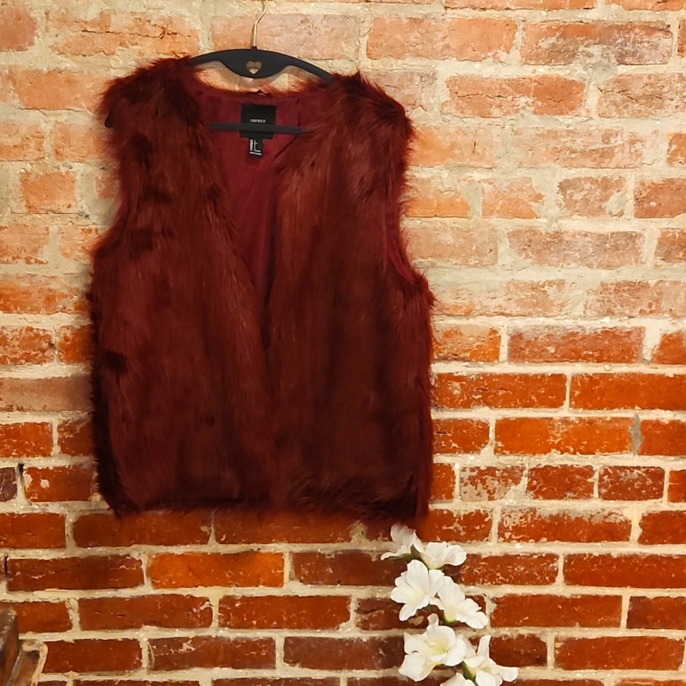 Faux Fur Wine Red Vest